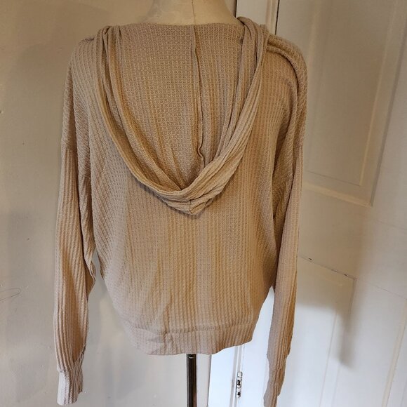 Venus Deep V Neck Hooded Waffle Knit Top Women's‎ Size Medium - Picture 2 of 5